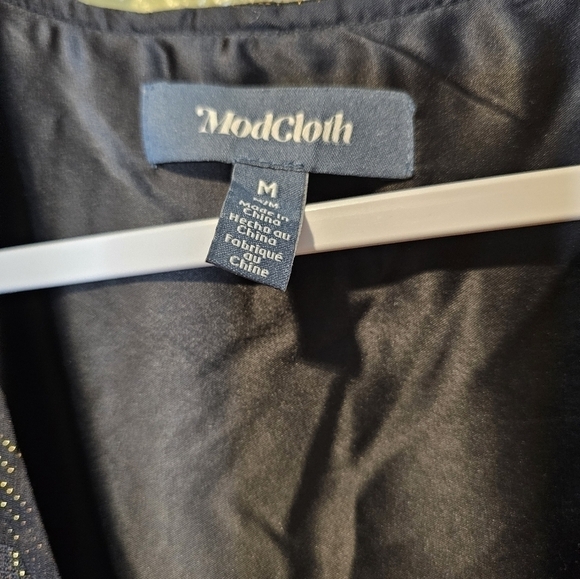 Modcloth black with gold polka dot wrap dress medium - Picture 6 of 6